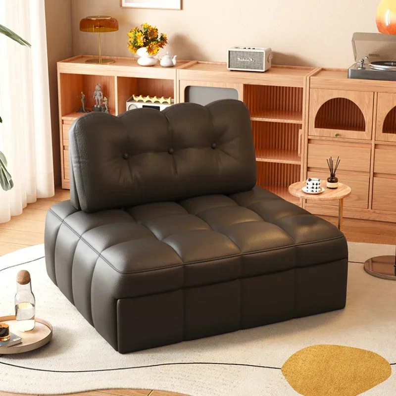 Leather folding sofa bed living room multi-functional dual-use