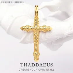 Pendant Golden Skull Cross Brand New Fine Jewelry 925 Sterling Silver Accessories Vintage Gift For Women Men