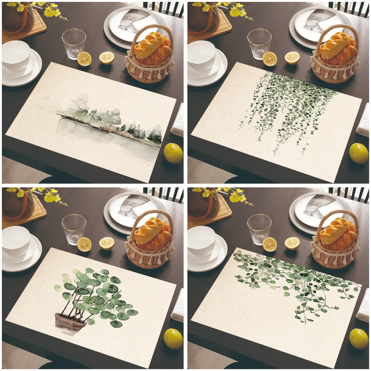 Simple tropical green leaf series dining table and coffee table decoration anti fouling and heat-insulating tablecover