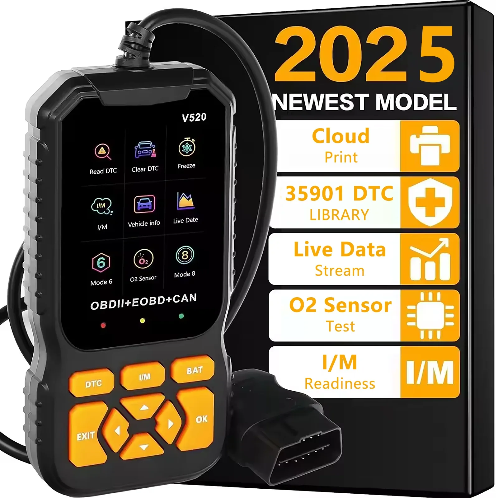 قارئ رمز الماسح الضوئي OBD2 متعدد اللغات للسيارات، أداة تشخيص V520 احترافية، كاشف أعطال Obd2 للبيانات في الوقت الحقيقي