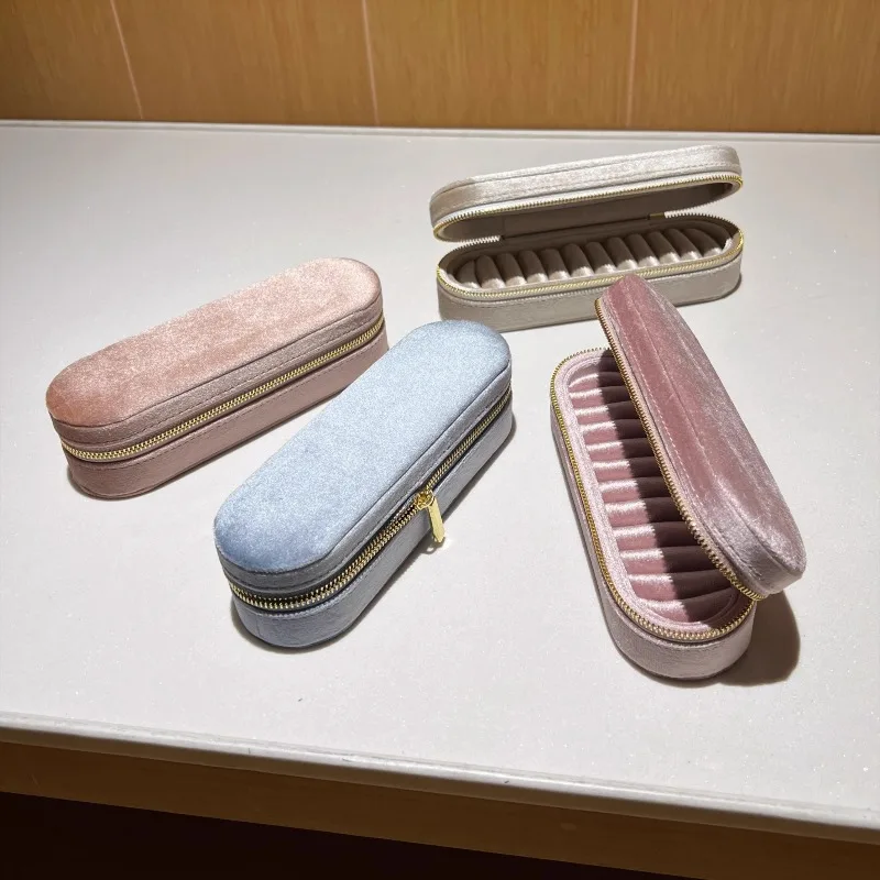 Velvet Jewelry Storage Box Travelling Portable Jewellery Boxes Earrings Rings Display Case Exquisite Trinket Displays Cases