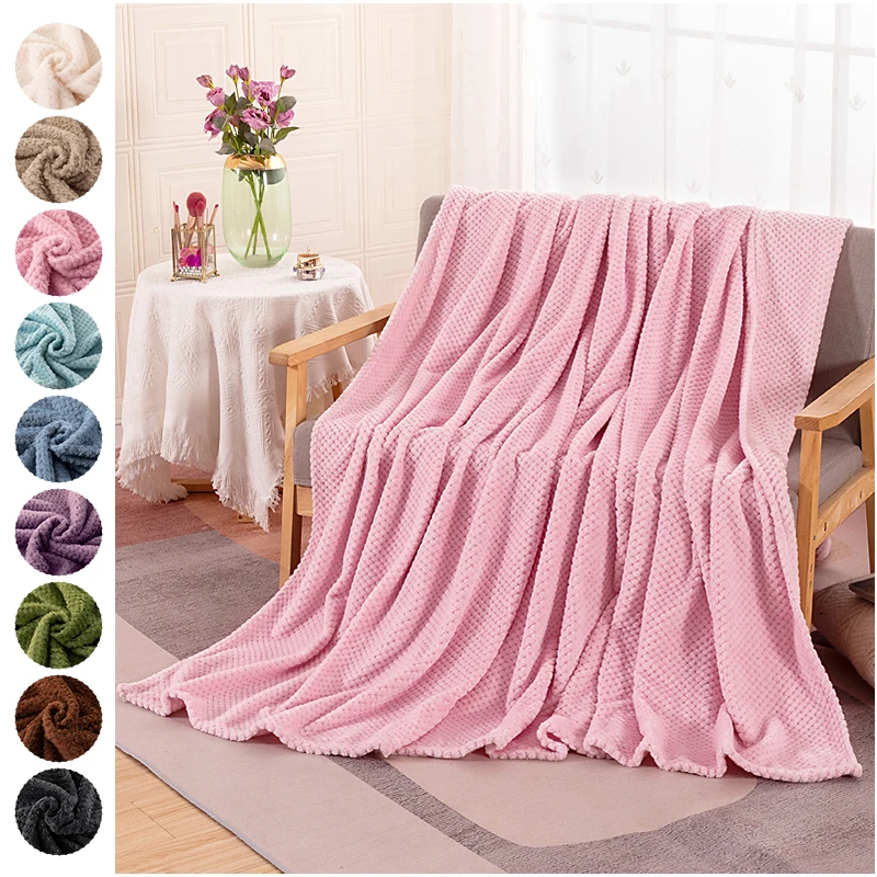 Super Soft Solid Blanket Coral Fleece Blanket Cover For Sofa Bed Thicken Blanket Siesta Office Bedspread Yoga Coverlet For Home