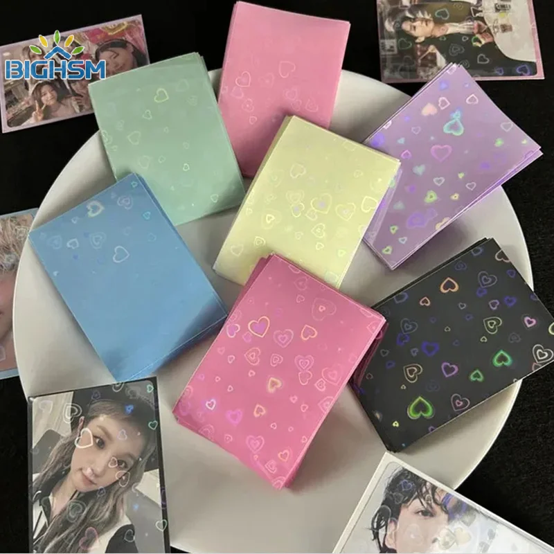 50Pcs Kpop Card Sleeves Card Holder Heart Bling Photocard Holder Photo Card Films Cards Protector Photo Cards Protective