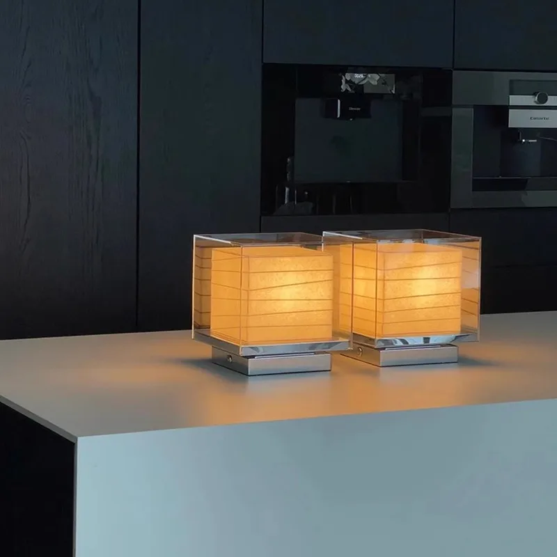 

Japanese Minimalist Living Room Bedroom Bedside Wall Lamp Hotel Homestay Study Creative Atmosphere Glass Table Lamp