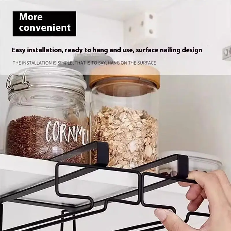 No Drilling Metal Wine Glass Holder - Stemware Rack For Under Cabinet Storage Kitchen Organization Kitchen/Bar Storage Supplies view 4