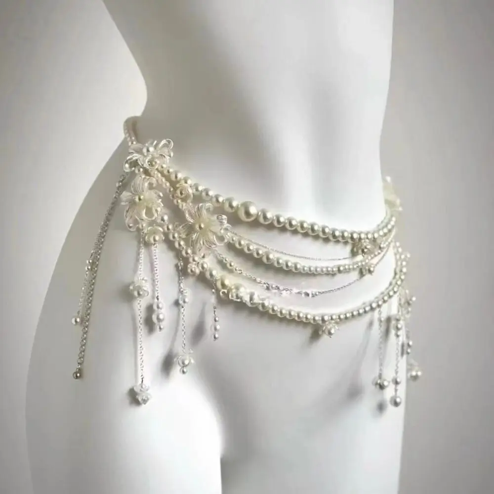 

Fashion Retro Pearl Waist Chains Elegant Jewelry Clothing Accessories Tassel Belt Multilayer Versatile Waist Decorations Women