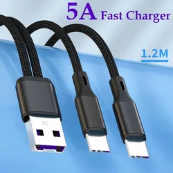 2 인 1 USB C 케이블 휴대 전화 충전기 케이블 분배기 마이크로 USB 짧은 케이블, TCL 20E 20Y 레노버 K12 프로 스파크 5 에어