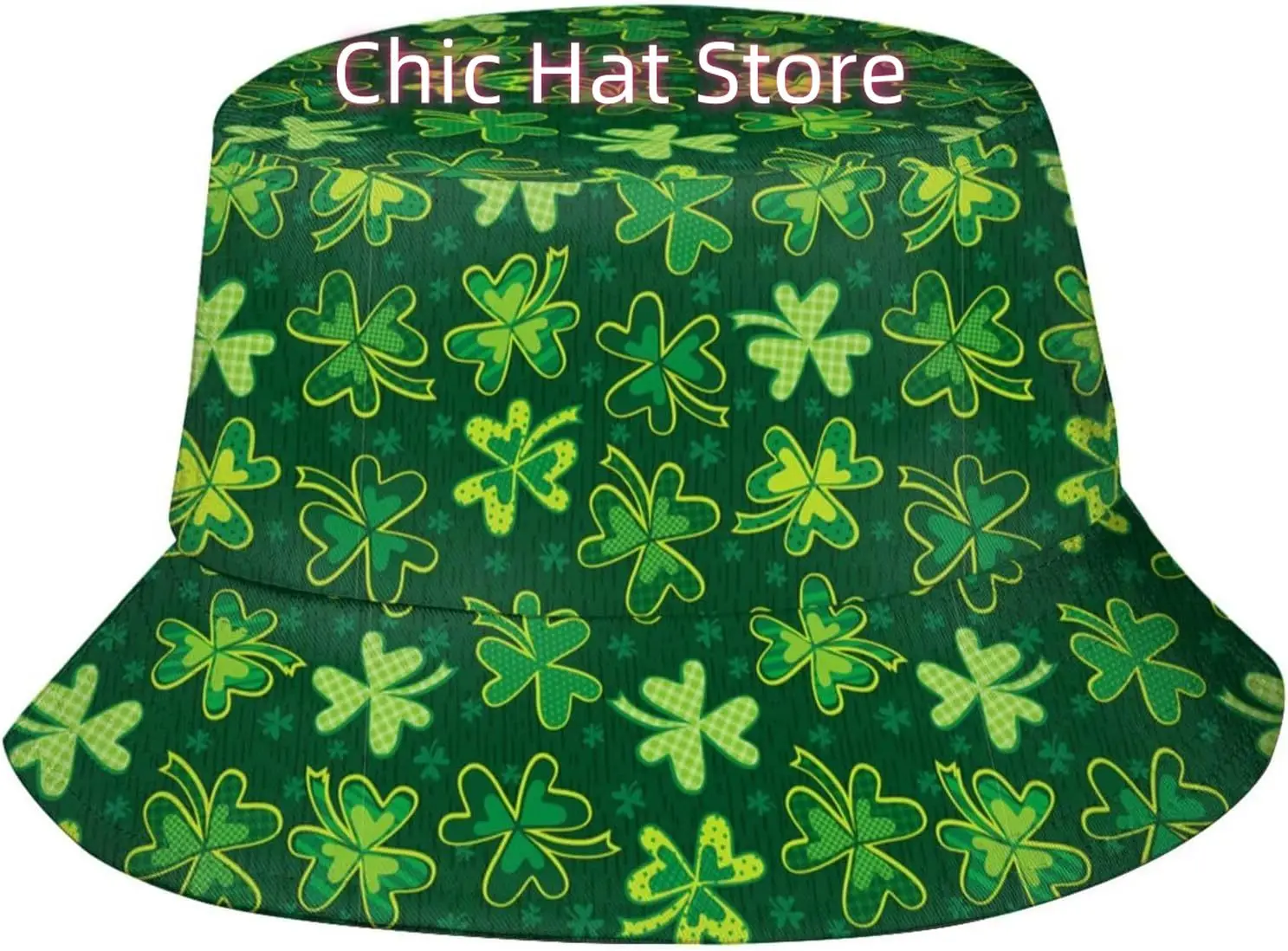 

St. Patrick's Day Bucket Hat,Green Clover Fisherman Cap Golf Boonie Hats Beach Sun Hat for Women Men