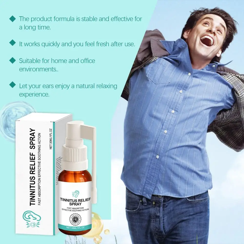 Semprotan Pereda Tinnitus 30Ml Kabut Pereda Formula Tanaman untuk Perawatan Telinga Semprotan Anti Tinnitus untuk Wanita Pria Senior