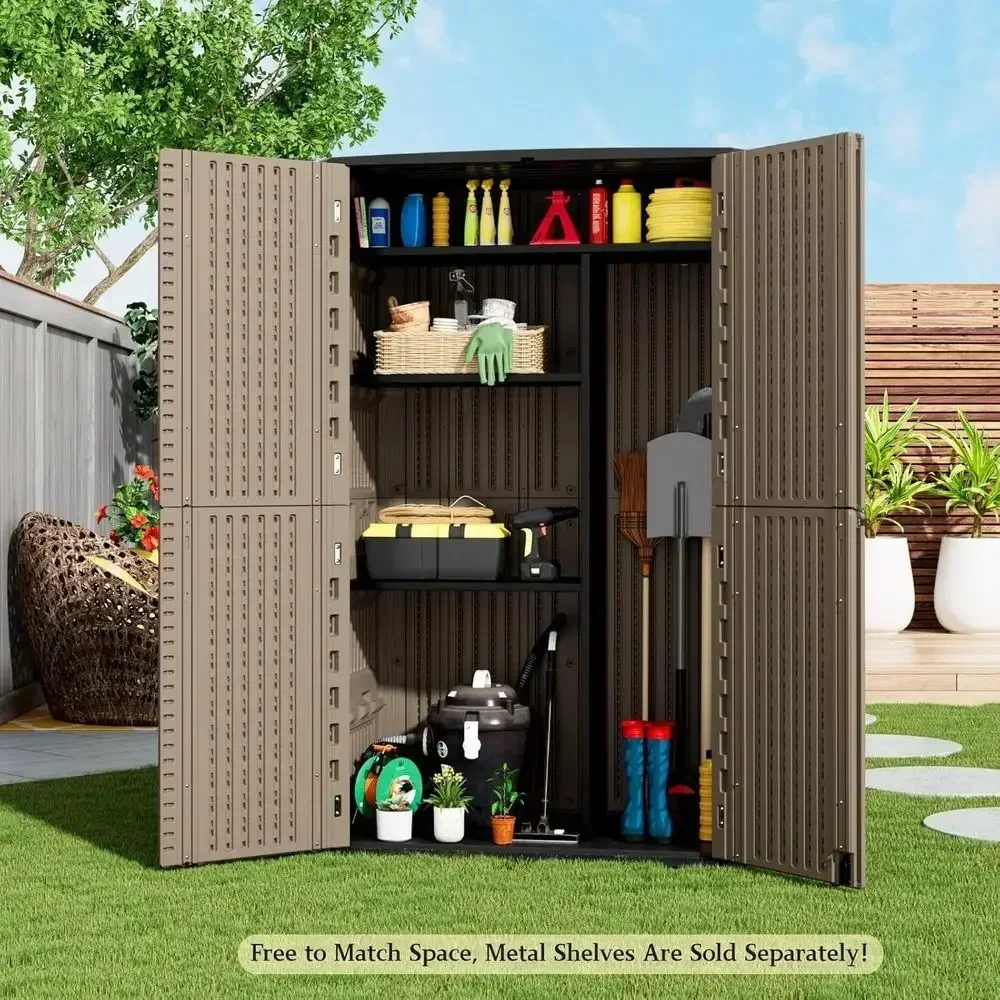 Large 67 Cu.t Waterproo Storage Shed, Outdoor Storage Cabinet，Durable Resin Sheds or Patio urniture, Garden Tools, Pool Accories