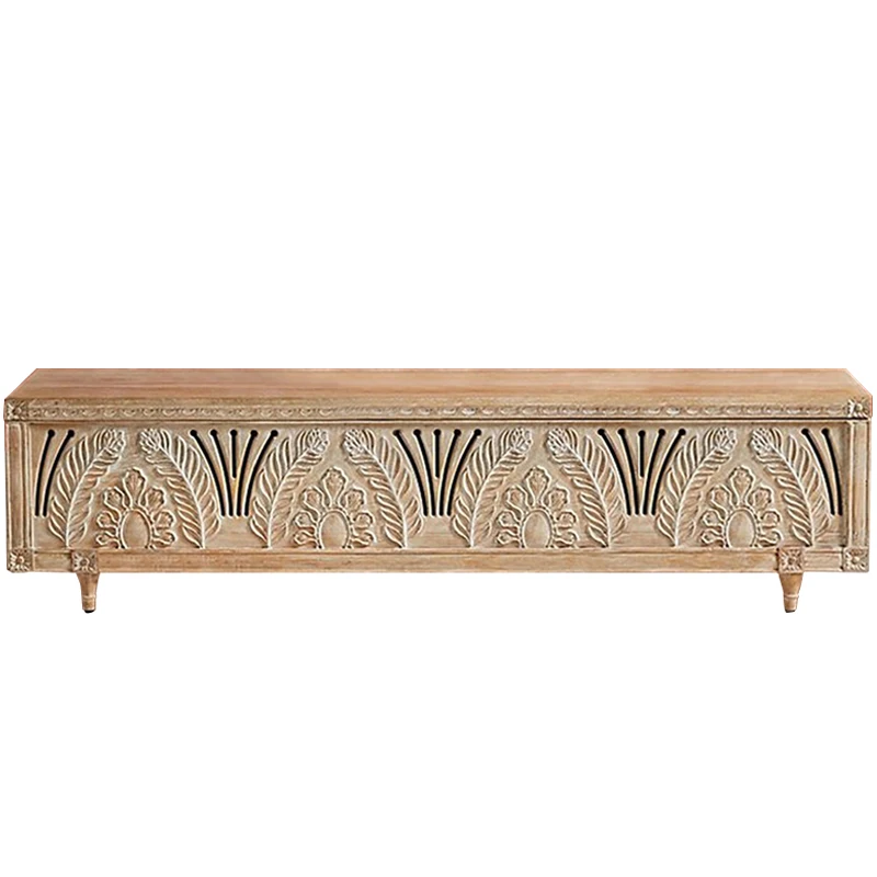 

Thai carved TV cabinet solid wood retro old living room audio-visual multi-functional storage cabinet