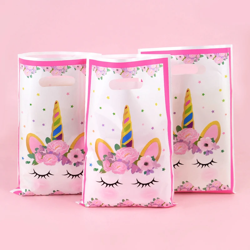 

10/20/30Pcs Unicorn Gift Bags Plastic Candy Biscuit Packaging Bag Kids Girls Unicorn Theme Birthday Party Decoration Supplies