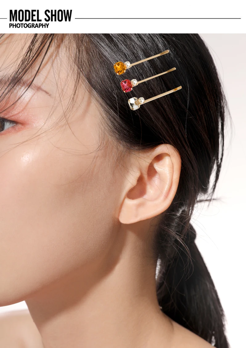 Wedding Geo Glass Barrettes Party Crystal Bobby Pins Daily multi color Hair Clip Pin Women Jewelry Accessories Headpiece