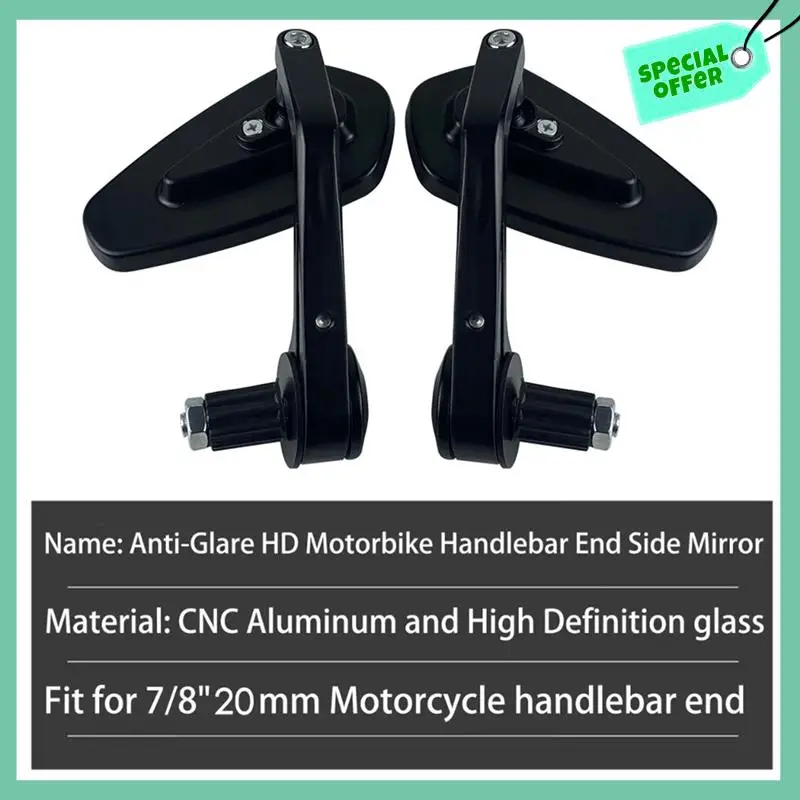 

A03G-Motorcycle Handle Bar End Mirror 7/8Inch 22 Mm Side Rearview Mirrors Custom Smoke Blue Lens For Ducati BMW Honda Suzuki