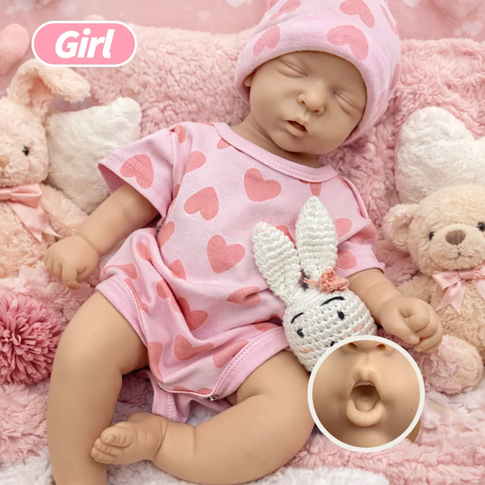 

18" Lifelike Weighted Silicone Reborn Baby Doll Girl Full Body Soft Cuddle Doll For Anxiety Relief Realistic Newborn Sensory Toy