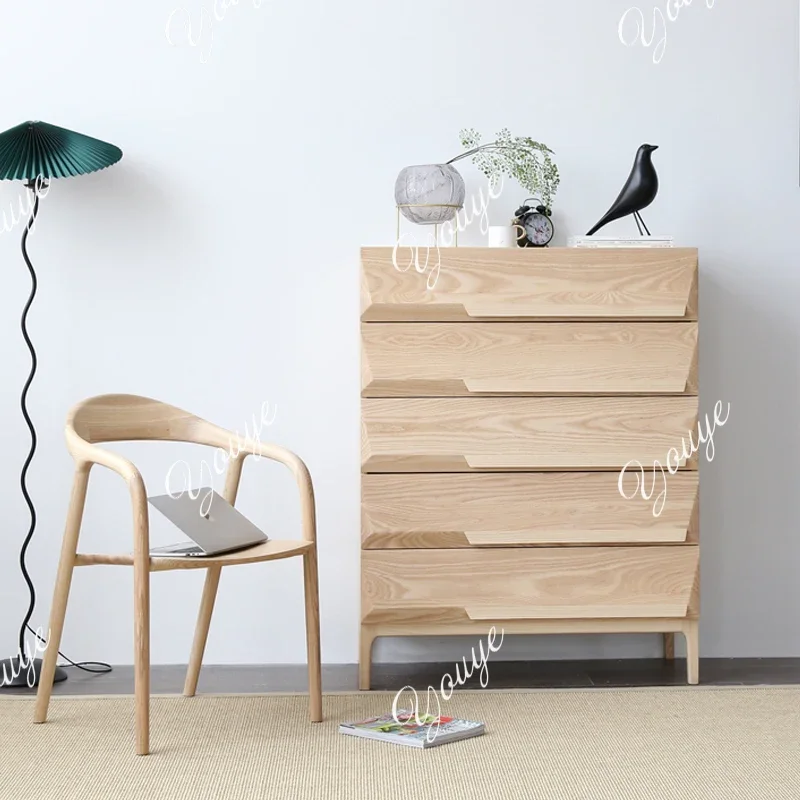 

63 Log Chest Of Drawers Japanese-style Simple Modern Log Color Dining Side Cabinet Ash Wood Complete Solid Wood Storage Locker