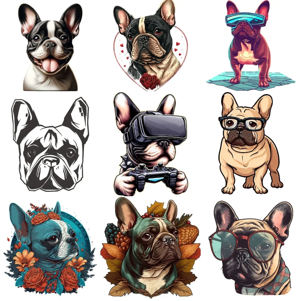 

French Bulldog Cute Pets Creative PVC Car Stickers for Car Van Bicycle Window Fridge Helmet Wall Decal Customizable Size