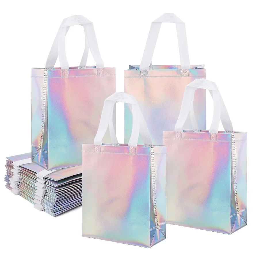 10/20 Stück Bunte Laser-Geschenktüten aus Vliesstoff für Hochzeiten, Geburtstage, Gastgeschenke, Weihnachten, Süßigkeiten, Kekse und Geschenkverpackungen – Detail 3
