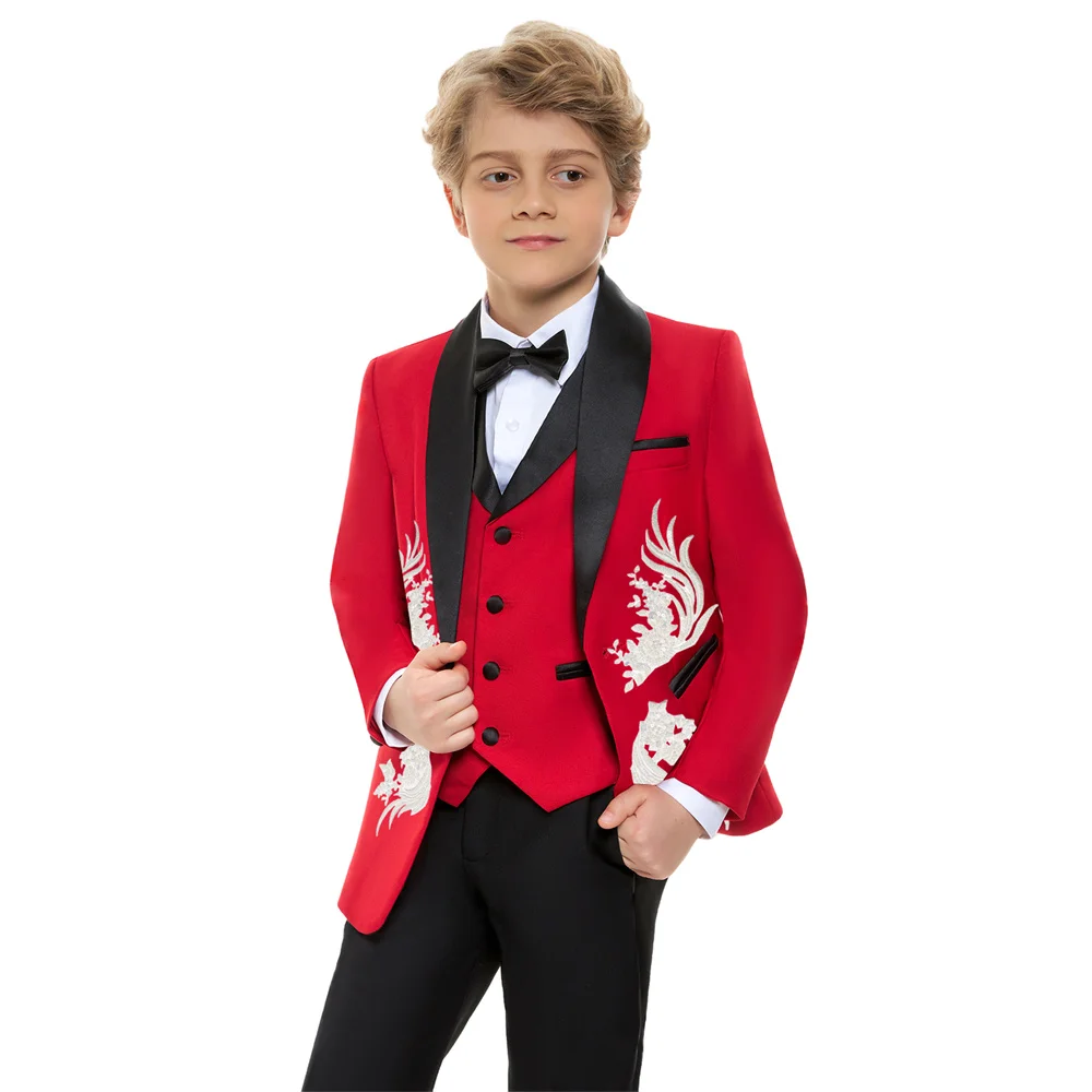 

Luxury Sparkly Boys Beaded Suit Set 4 Pieces Christmas Party Outfit Fast Delivery Shawl Lapel Kids Suits Banquet Tuxedo 3-14T