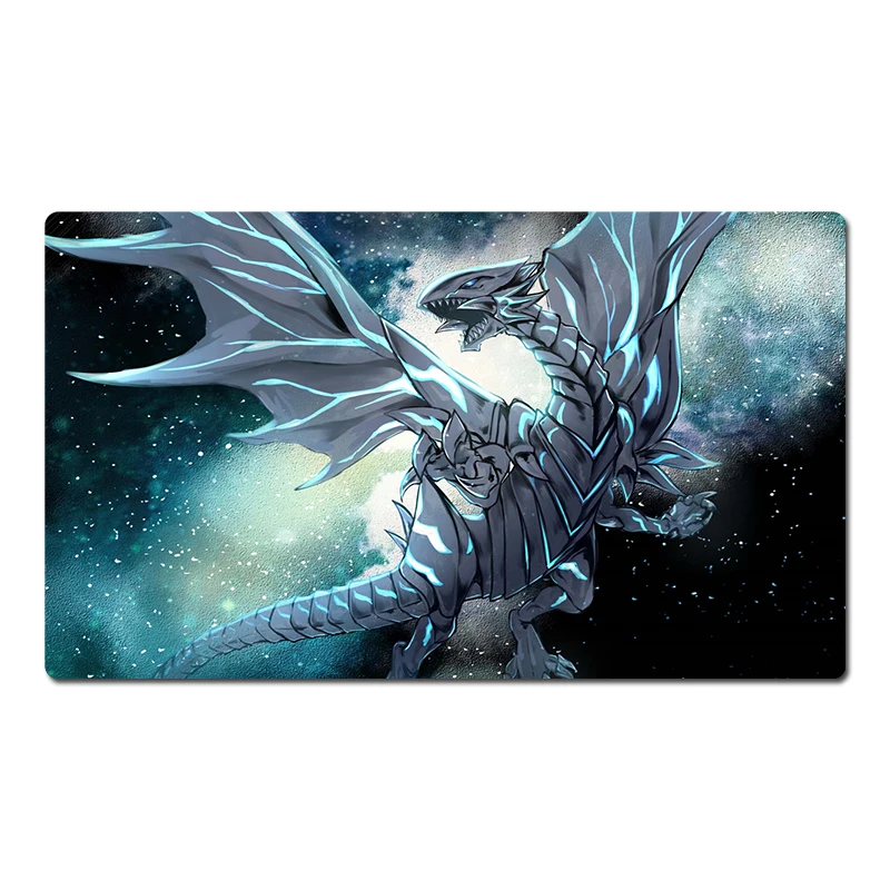 

YuGiOh Playmat Blue-Eyes White Dragon CCG TCG Коврик для коллекционных карточных игр Настольный игровой коврик для мыши Коврик для мыши Бесплатная сумка 60x35 см