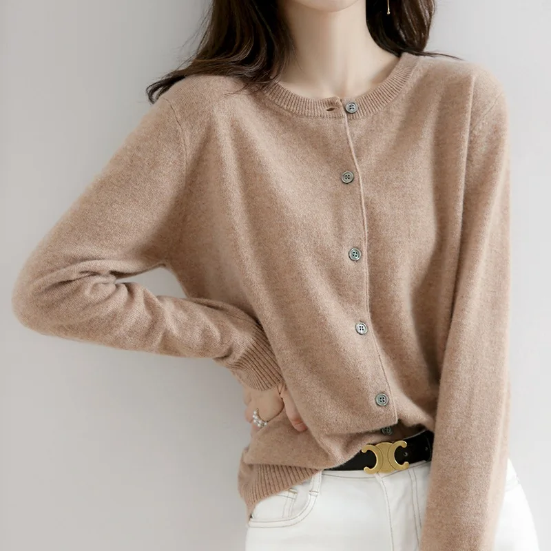 Women Cardigans Sweater 2023 Casual Warm Autumn Winter O-neck Long Sleeve Single Breasted Slim Fashion Korean Knitwears Tops