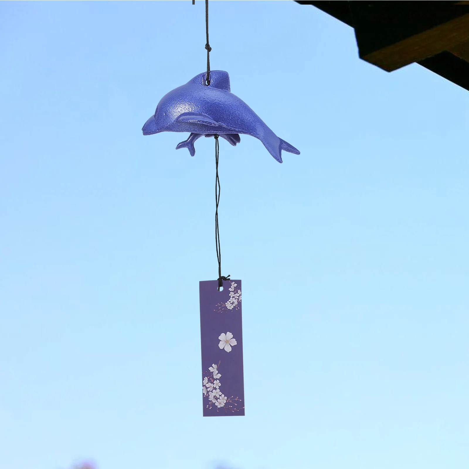 

Japanese Cast Iron Wind Chime Dolphin Shape Retro Vintage Metal Hanging Bell For Outside Home Garden Decoration Outdoor Wind