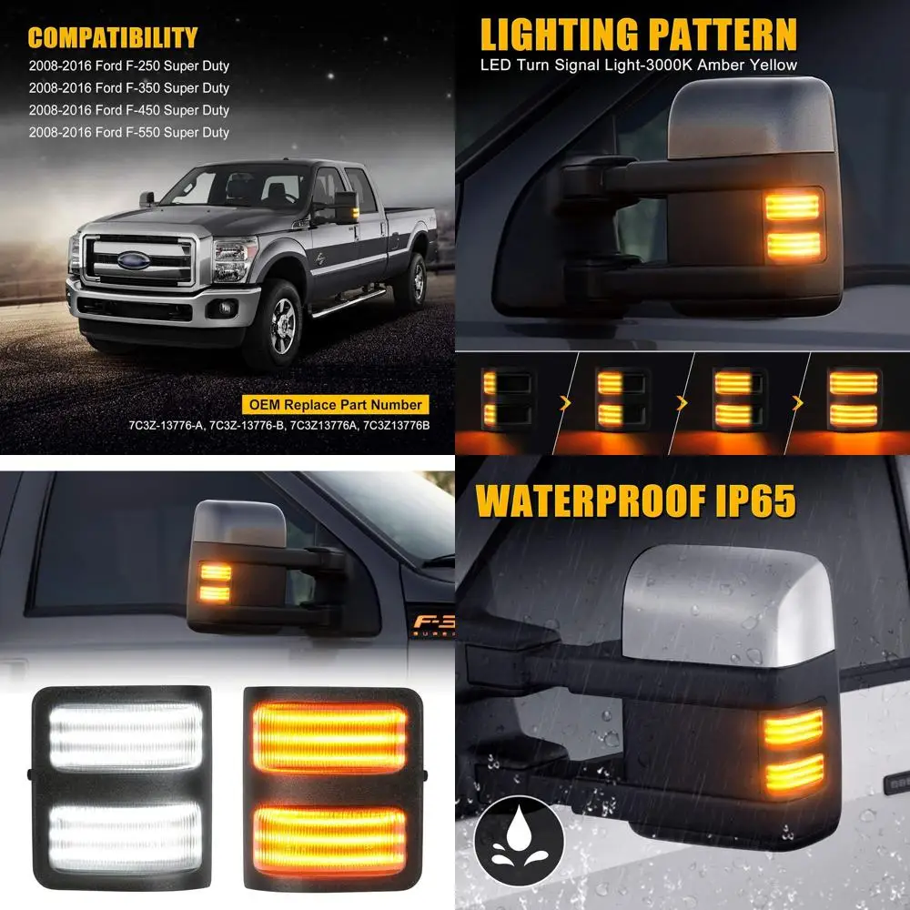

Aftermarket LED Sequential Switchback Side Mirror Marker & Running Turn Signal Lights for 2008-2016 Ford F250-F550 Super Duty