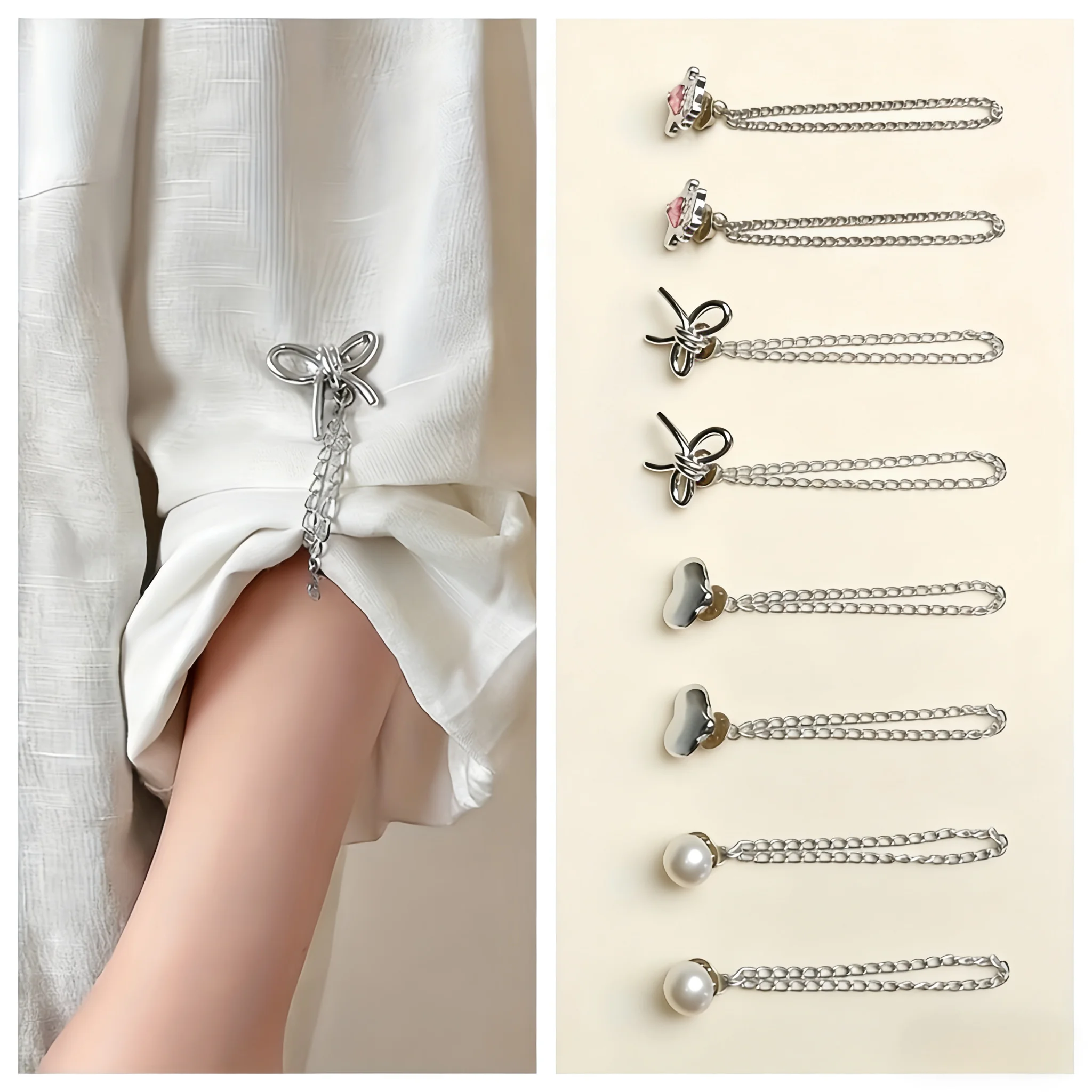 2pcs Sleeve Shortening Clips Set, Adjustable No-Sew Clothing Fasteners for Shirts, Fashionable Hem Tightener for Women