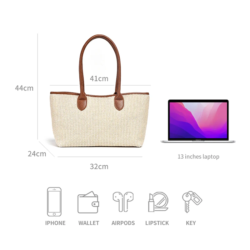 BEAUTODAY Casual Tote Women Knitting tinta unita Patchwork borsa da pendolare borsa da Picnic Versatile da donna di grande capacità 62053