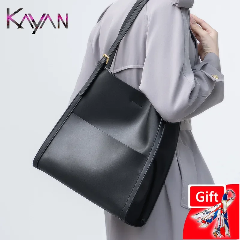 Korean Style Genuine Leather Patchwork Square Women Shoulder Handbag Versatile Cowhide Female Underarm Tote Bag Purse for Ladies