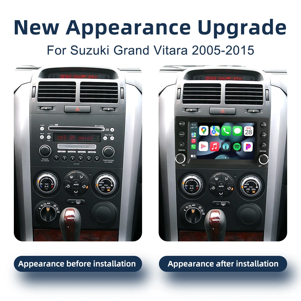 Android 14.0 Car Radio For Suzuki Grand Vitara 2005-2015 CarPlay GPS Navigation 4G WiFi Bluetooth DSP Stereo Multimedia Player