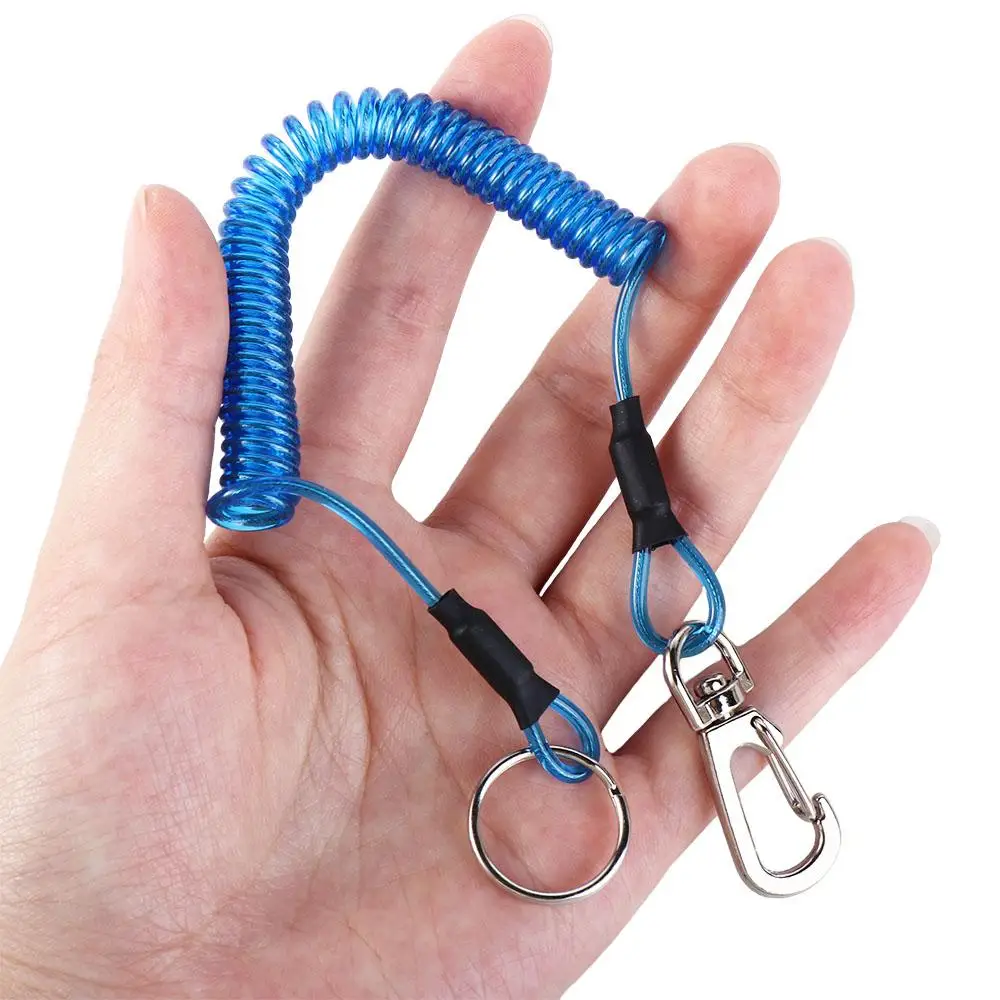 Hauling Rope Spring Hook Clasp Spiral Keychain Stretch Fishing Tools Spring Elastic Rope Spiral Coiled Lanyard Safety Rope