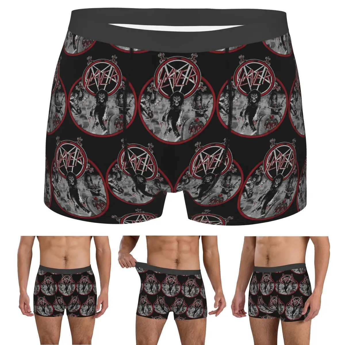 Boxer Underpants Shorts Heavy Metal Rock Slayer Live Undead Panties Men Comfortable Underwear for Homme Man Boyfriend Gifts
