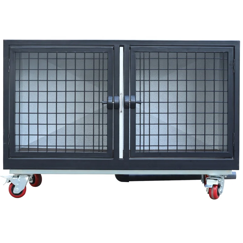 Dog cage Aluminium Zinc Alloy material black powder coated doors AEOLUS factory pet dog cage kennel configuration drainage hole