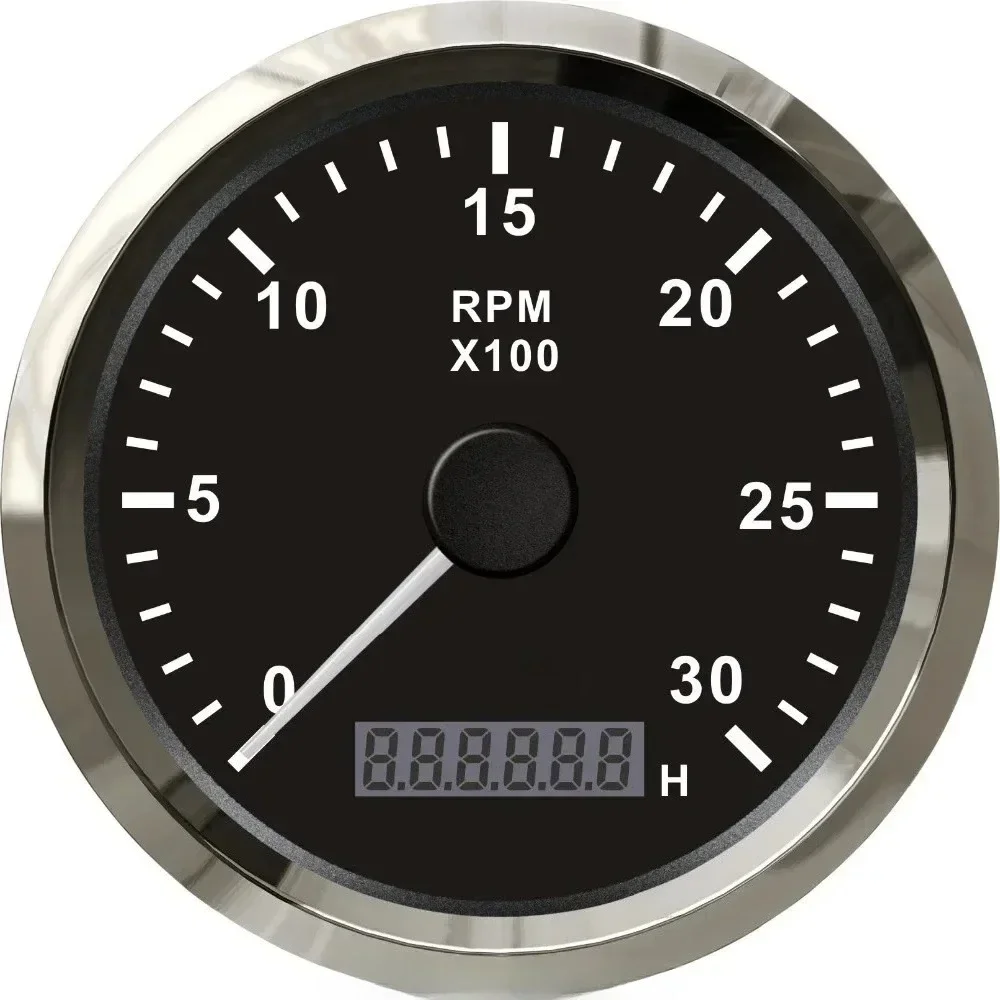 

3 3/8" Tachometer RPM Gauge With LED Hourmeter 0-3000RPM 12V/24V With Backlight