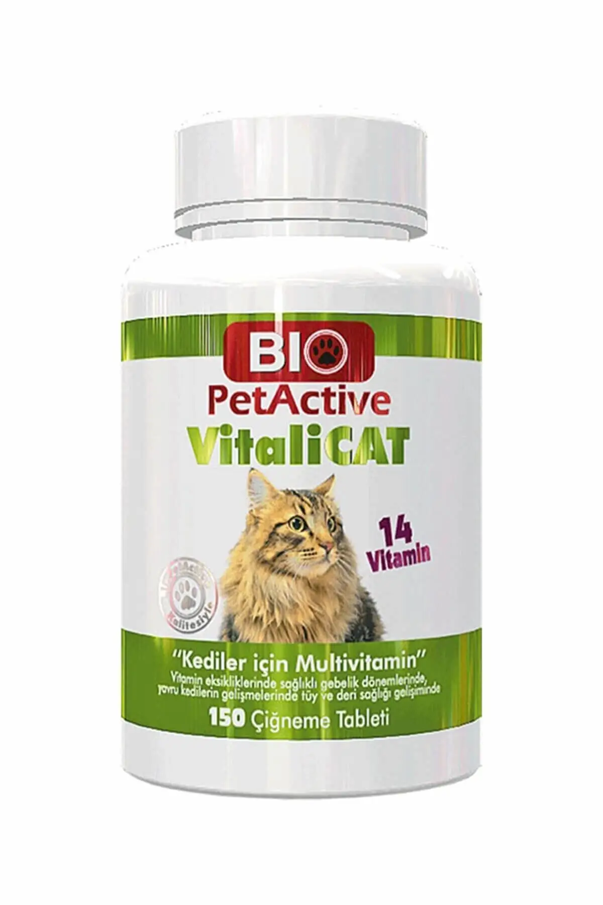 Biopetactive Vitalicat Multivitamin 150 Tablets Cat Nutrition Supplement Vitamin Feather and Leather for Health