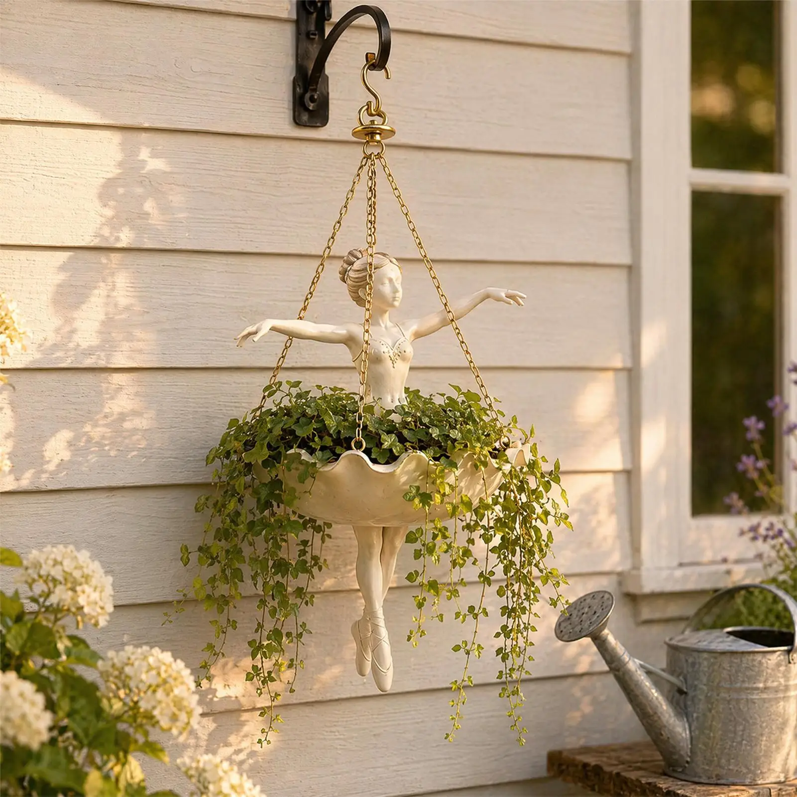 Ballet Dancer Hanging Planter, Cute Resin Ballerina Plant Pot, Elegant Dancer Artistic Plant Holder for Trailing Vines Succulent