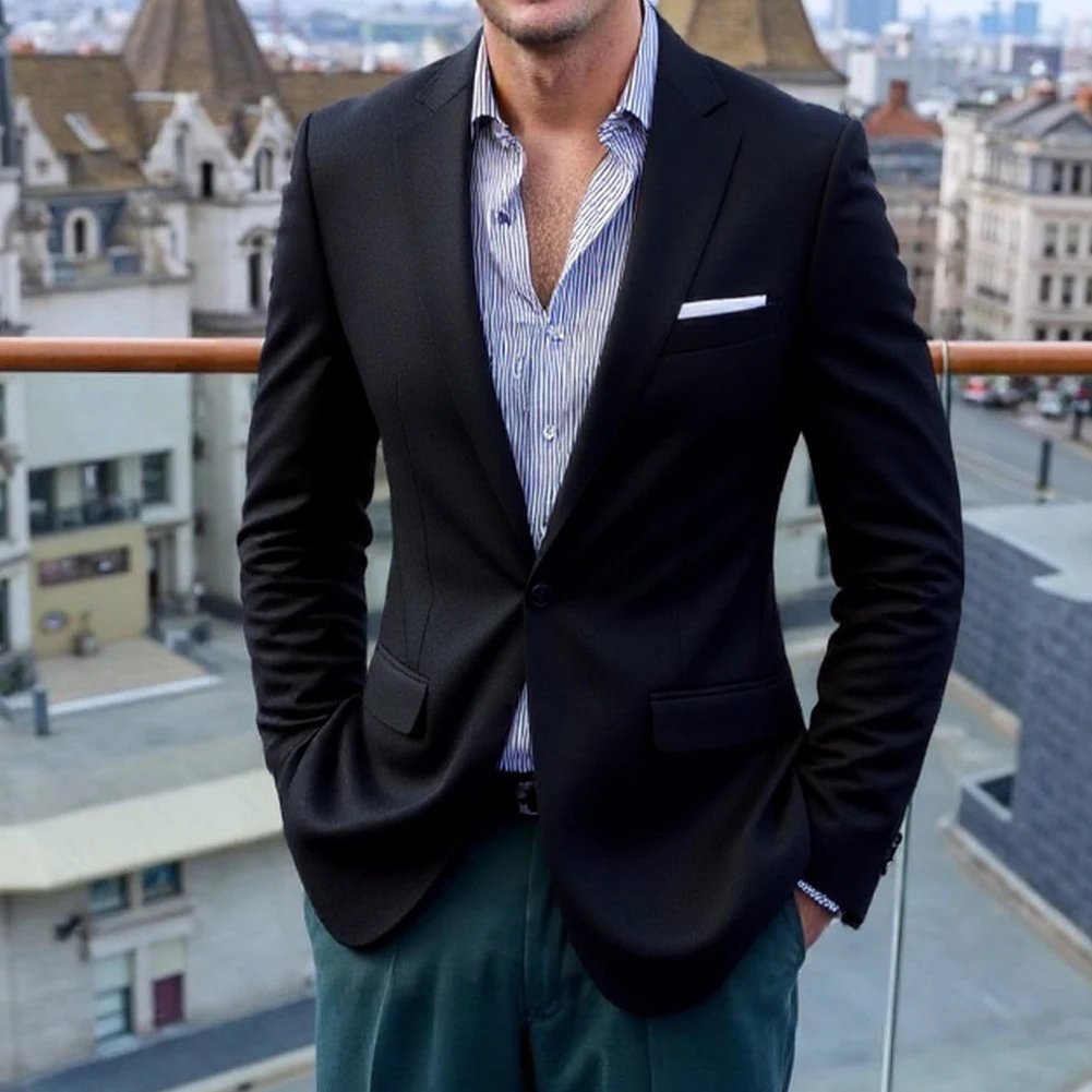 Traje de negocios Formal para hombre, abrigo, traje ajustado con un solo botón, chaqueta para novio, boda, trajes ajustados personalizados de un solo pecho para hombre