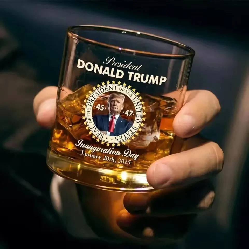 2025, Donald-Trump-Präsident, Fortune-Zeremonie, Gedenk-Whisky-Glas, Vatertagsgeschenk, lustiges, einzigartiges Geschenk für Papa