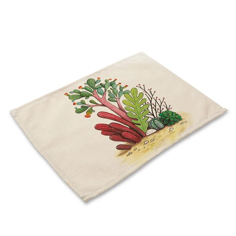 Cactus Table Coaster Table Napkins Linen Cloth Dinner Table Meaty Plants Printed Decor Accessories Wedding Party Napkins
