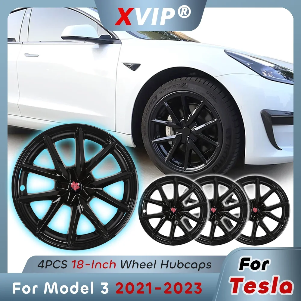 XVIP New Sport Style Glossy Matte White Black HubCap Performance Replacement Wheel Rim Cover For 18 Inch Tesla Model3 2021 22 23