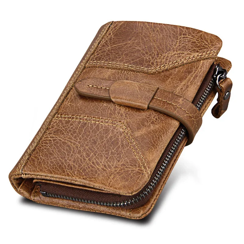 

Fashion Business Men's Wallet RFID Genuine Cow Leather Wallets and Purse Men Male Vintage Coins Bag Pocket Carteira Masculina