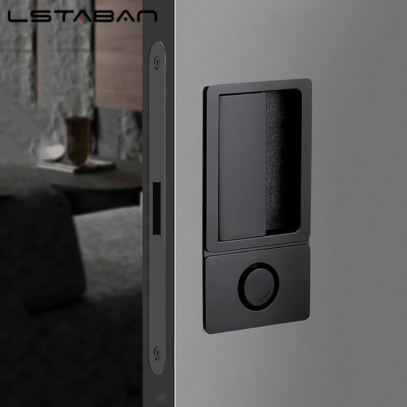 

Modern New Ultra-thin Door Lock Magnetic Silent Invisible Sliding Bathroom Lock Hidden Push Pull Embedded Handleless Indoor Lock