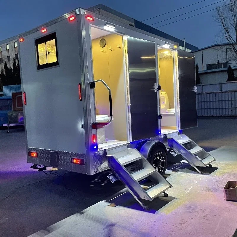 Customized VIP Mobile Restroom Cabin Portable Toilet Trailer Multifunctional Washroom For Outdoor Events Construction