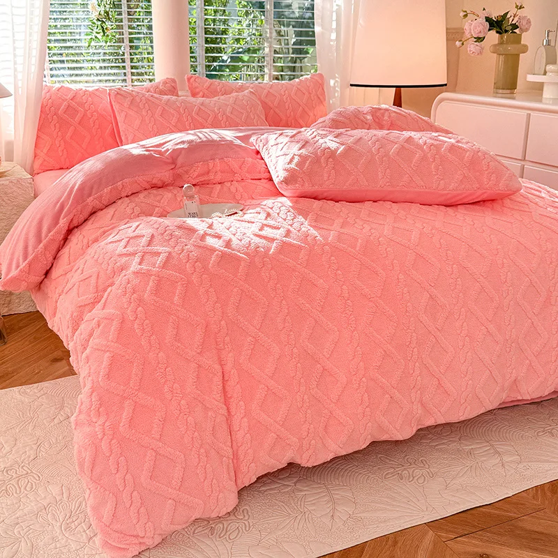 Velvet Duvet Cover Solid Color Quilt Cover Skin-friendly Bedding for Winter Comforter Cover Soft Bed Cover 이불커버 (No Pillowcase)