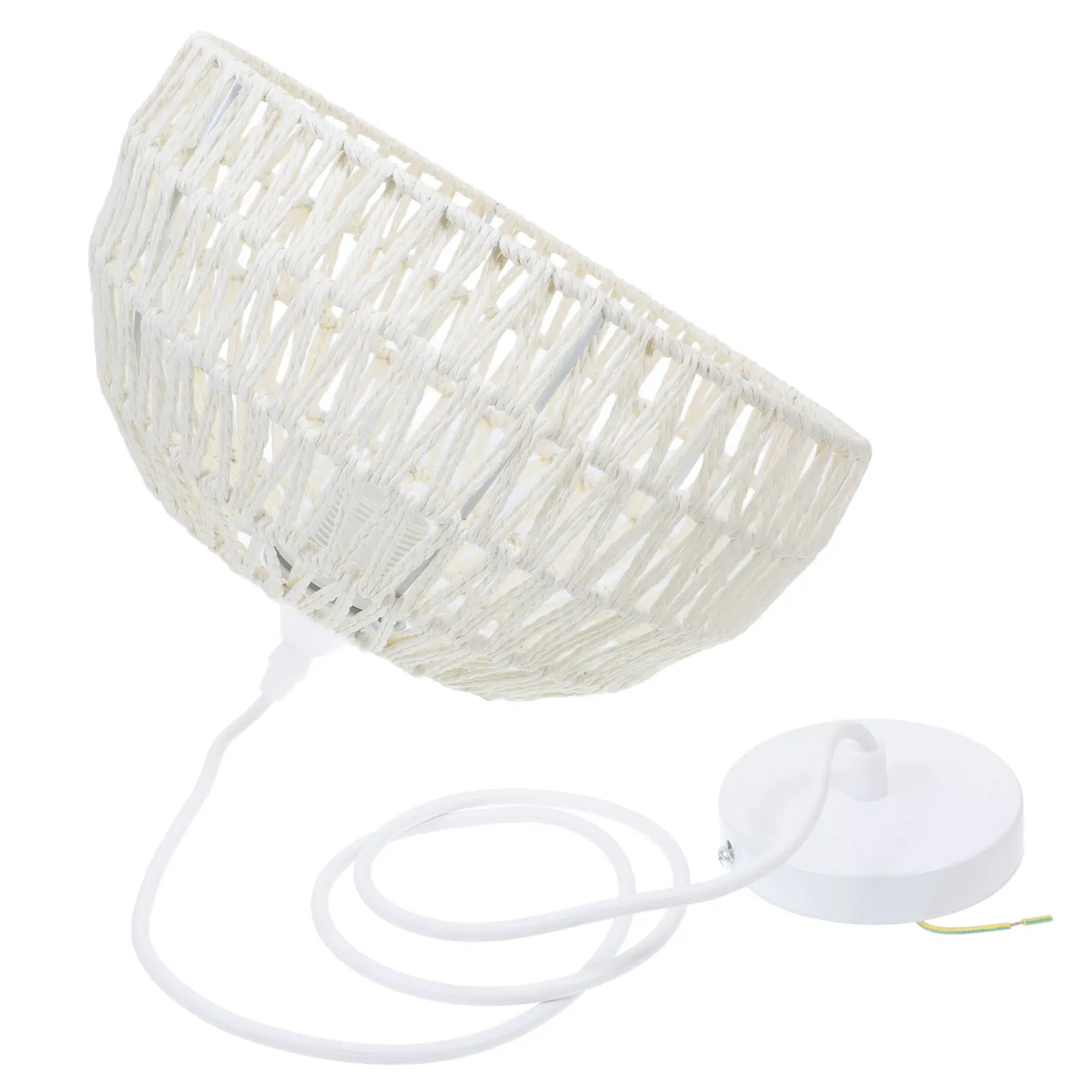 1Set Bamboo Rattan Ceiling Lamp Simple Hanging Light Transitional Style Single Head Pendant for Living Room Dining Table