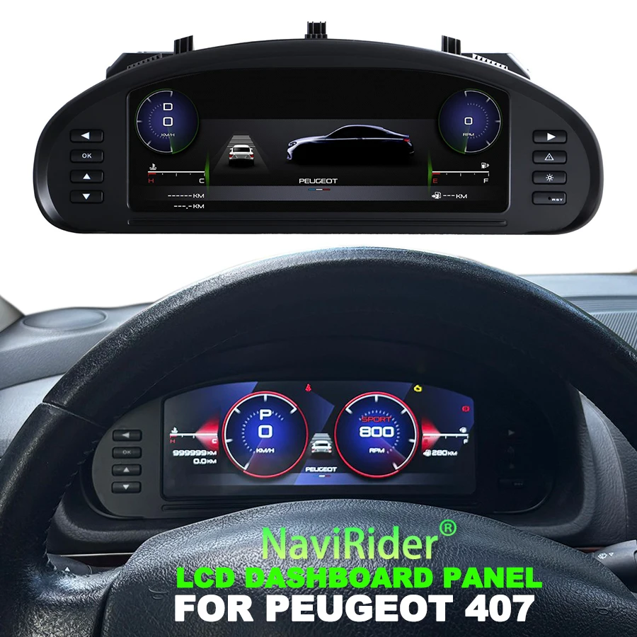 

Для Peugeot 407 2004-2010 цифровая приборная панель, GPS-спидометр, виртуальный кабин, ЖК-дисплей, приборная панель, тахометр, одометр