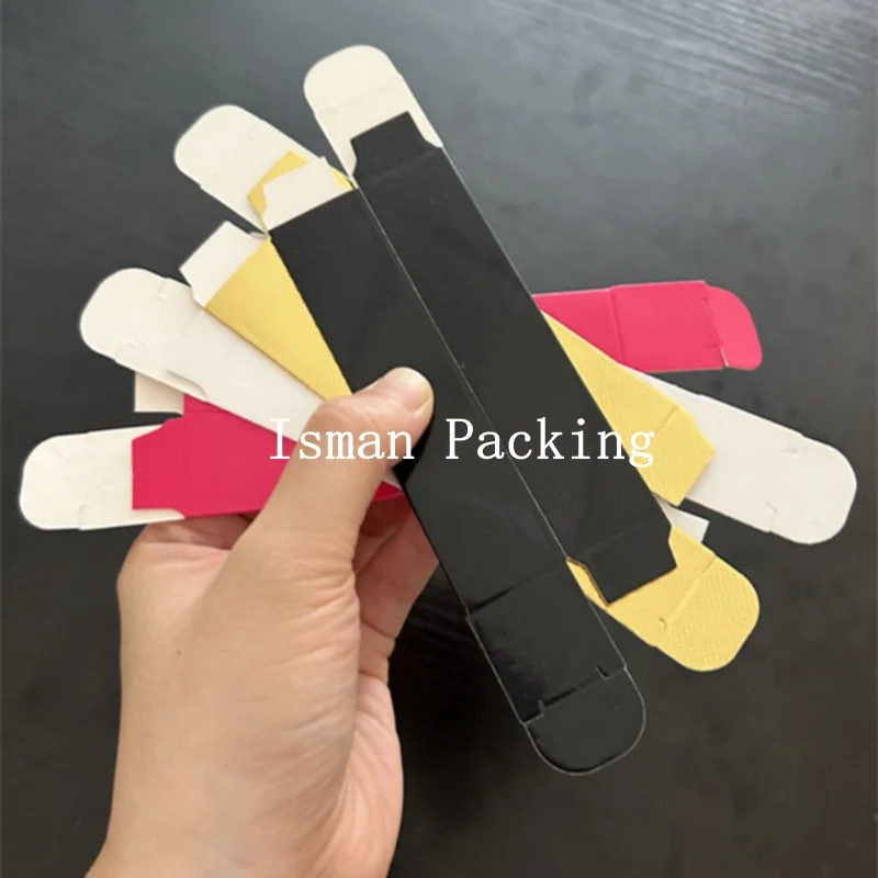 50Pcs W23*H98mm Empty hot pink black white foldable lip gloss packaging gold lipgloss paper box for cosmetic containers tube