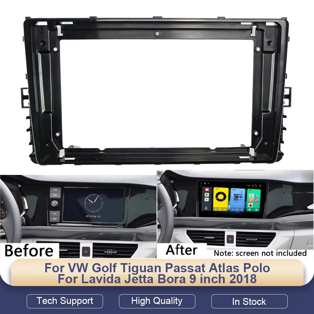 

Рамка для автомагнитолы 9 дюймов для VW Golf, Tiguan, Passat, Atlas, Polo, Lavida, Jetta, Bora 2018 года, с проводкой и адаптером питания