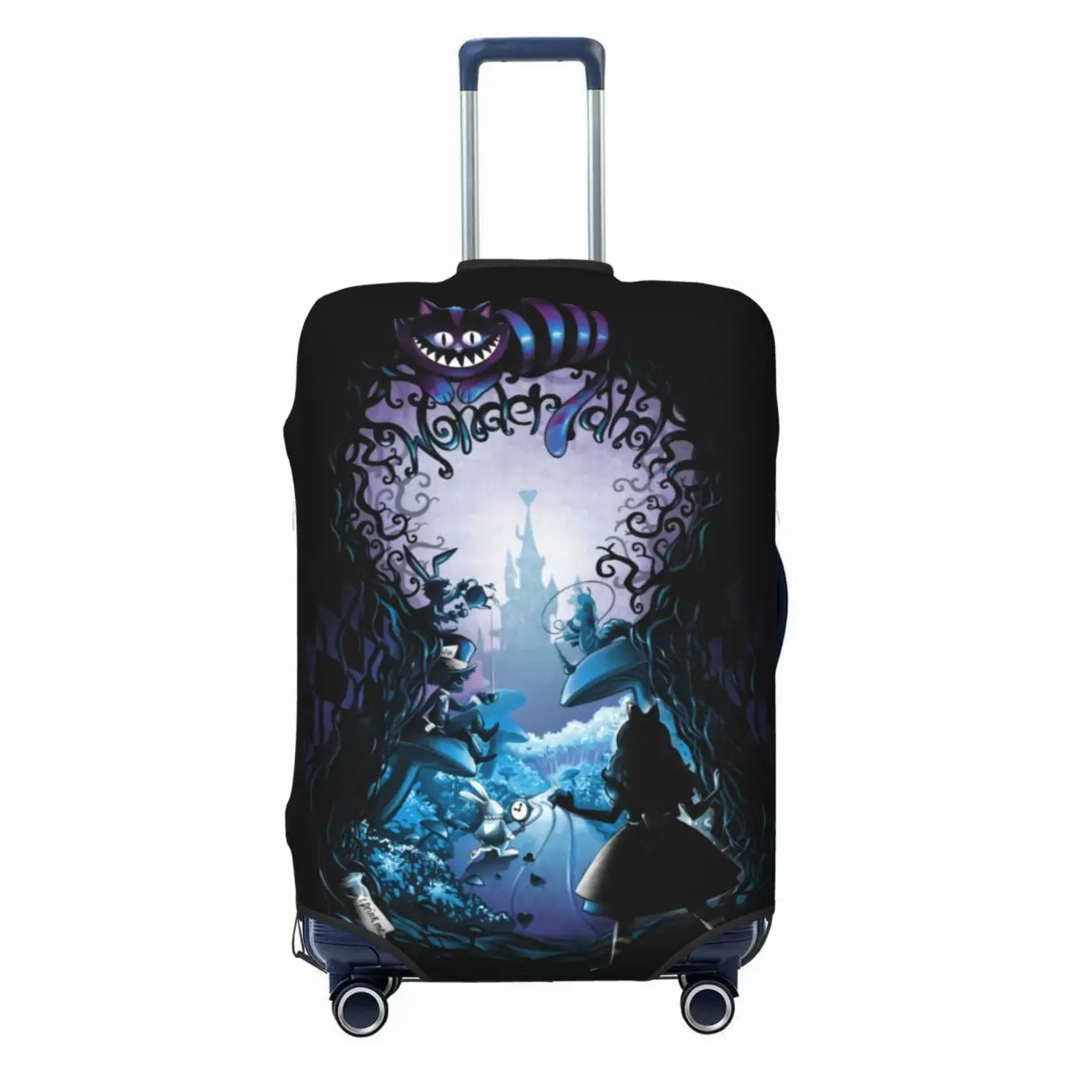 

Custom Cheshire Cat Suitcase Cover Dust Proof Alice In Wonderland Manga Luggage Protective Covers for 18-32 inch